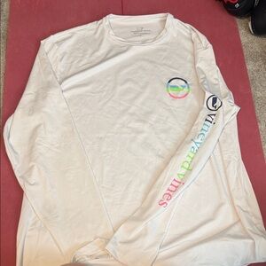 Vineyard Vines White Long Sleeve with Colorful Logo